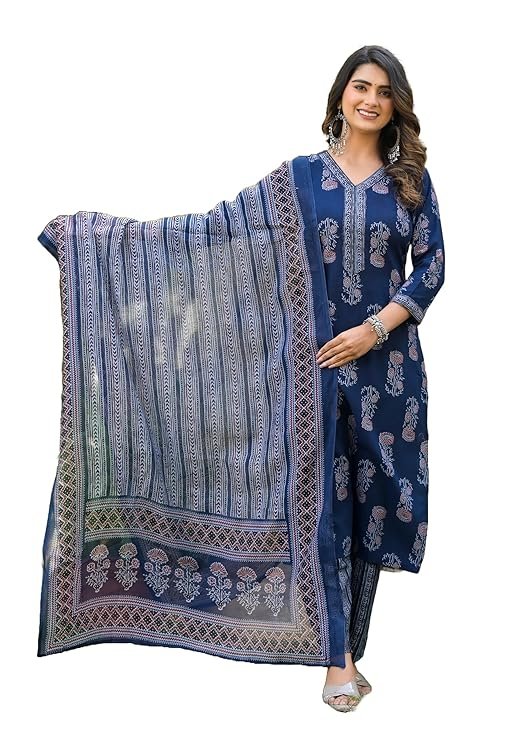 Viscose Women Straight Floral Printed Kurta And Pant Set With Dupatta | Ethnic Set | Dupatta Set |