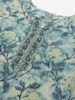 Women's Cotton Blend Floral Printed Straight Kurta Pant With Dupatta