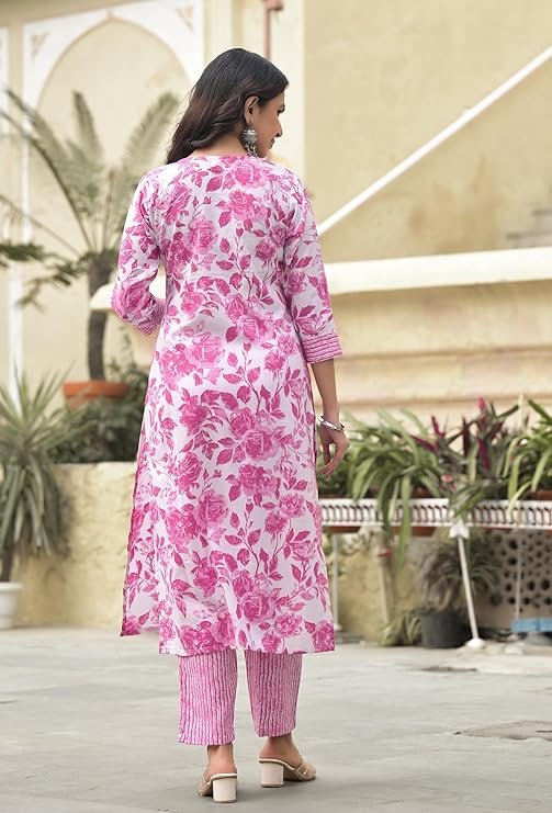 Women Embroidery Straight Floral Printed Kurta and Pant Set with Dupatta