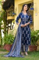 Viscose Women Straight Floral Printed Kurta And Pant Set With Dupatta | Ethnic Set | Dupatta Set |